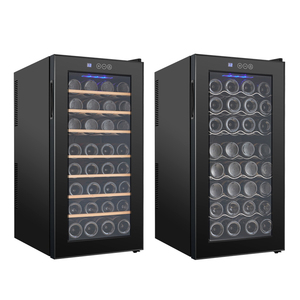 Armoire à vin de réfrigérateur de refroidisseur de vin de haute qualité 78L pour 32 bouteilles avec thermostat numérique et lumière LED bleue - Product Image 6