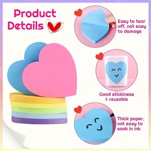 Juego de 8 Blocs de Notas Súper Lindos de 3x3 Pulgadas con Forma de Flor, Corazón, Estrella y Hoja, Fáciles de Limpiar, Adhesivo Fuerte para Mensajes y Notas - Product Image 3
