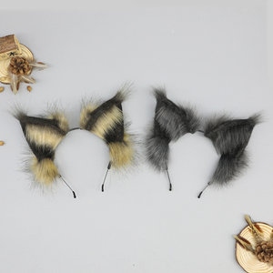 Fascia per capelli fatta a mano con orecchie di <span class=keywords><strong>lince</strong></span>, copricapo in pelliccia di bobcat selvatico per cosplay, feste di Halloween e costumi da animali - Product Image 5