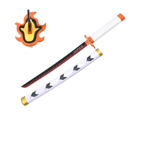 Espada de Juguete de Cosplay de Anime de <span class=keywords><strong>Demon</strong></span> <span class=keywords><strong>Slayer</strong></span>, Rengoku Kyoujurou, Mini Espada de 17 Pulgadas de Minghu - Product Image 2