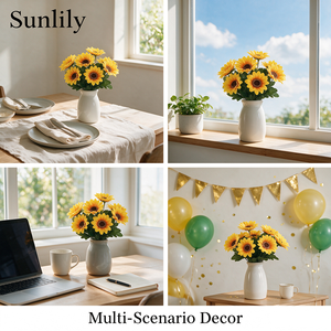 Bouquet di Girasoli Artificiali con 7 Fiori Gialli, 30cm, per Decorazioni Casa, Matrimoni e Tavoli - Product Image 6