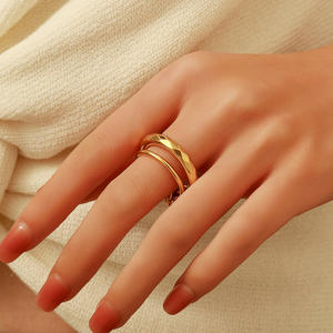 yunnique Gold Plated <b>Titanium</b> Steel <b>Ring</b> Geometric Shape Unisex Fashion Jewelry Gift Occasion YR37 - Product Image 2