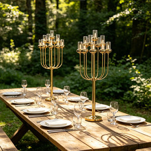 Elegant Modern Gold Metal Candelabra Glass <b>Candle</b> Stick Table Centerpiece for <b>Wedding</b> Iron <b>Wedding</b> Decoration - Product Image 5