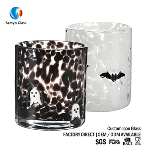 Verres à boire Samyo personnalisés soufflés à la main, noirs mouchetés, à paroi épaisse, style iconique, pot à bougie vide pour Halloween - Product Image 1