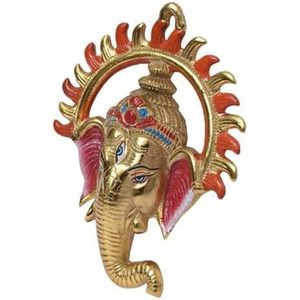 PARIJAT HANDICRAFT Aluminio Ganesha Idol Estatua colgante de pared de Latón para Decoración de puerta y regalo Escultura elegante-03 Decoración de pared - Product Image 3