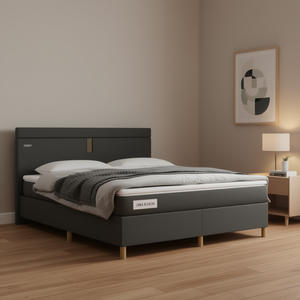 Base de Cama King Size de Madera, Diseño Minimalista, Resistente, en Poliéster Gris y Contrachapado - Product Image 2