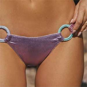 Nouvelle <span class=keywords><strong>Collection</strong></span> Maillot de Bain Métallique Anneau Bandeau Maillot de Bain Sexy Bikini Dames Contraste Couleur Métallique Brillant Paillettes <span class=keywords><strong>2</strong></span> Pièces Ensemble - Product Image 5