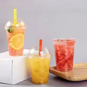 Gobelets en plastique transparents pour café, bière, jus et smoothies, avec couvercles, personnalisables avec logo, jetables - Product Image 4