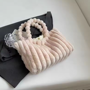 Casual Plush <b>Zipper</b> Handbag Shoulder <b>Bag</b> <b>Large</b> Capacity Multi Color Design <b>Tote</b> <b>Bag</b> - Product Image 2