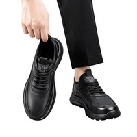 Chaussures habillées décontractées pour hommes en cuir pleine fleur de vachette, semelle épaisse, rehaussantes, couleur unie, respirantes, vente en gros