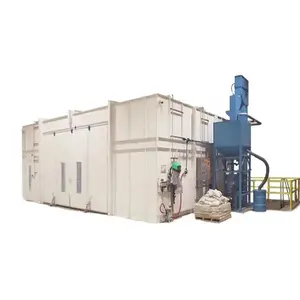 Container sandblasting room booth with recycling system