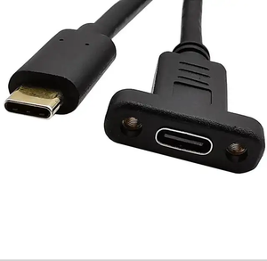10Gbps 100W 5A PD 4K USB-C USB 3.1ชนิด C 90องศา<span class=keywords><strong>สาย</strong></span>ข้อมูลการต่อขยายมุมขวาตัวผู้ถึงตัวเมียพร้อมรูสกรูยึดแผง - Product Image 4