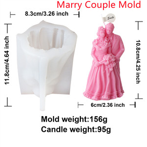 Stampo in silicone 1 pz per candele a forma di sposi, statua aroma sposo e sposa, strumento fai da te per la cottura di sapone e gesso, per San Valentino - Product Image 2