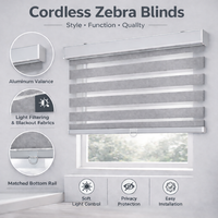 Persianas Zebra Manuales Inalámbricas para Ventanas, Personalizadas, Doble Capa, Filtrado de Luz Día/Noche, con Freno