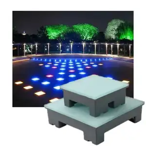 Lumières souterraines carrées encastrées à LED Capteur de gravité givré Briques RVB Acier inoxydable 2023 Chine IP68 80 CE ROHS 100 85