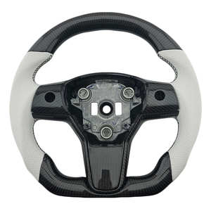 Spot New Products Perforated Leather Carbon Fiber for Tesla Model 3 Mode Y Car Steering <b>Wheel</b> - Product Image 1