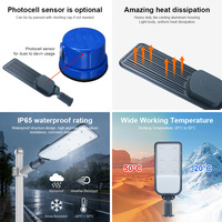 Lampadaire LED extérieur KCD avec photocellule, garantie 3 ans, réglable, pour parking, 30W, 50W, 100W, 200W, 300W, vente en gros