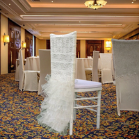Housse de chaise décorative en dentelle, couvertures fantaisie à volants, blanc, pour mariage