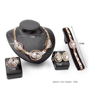 Conjuntos de Joias Clássicas Femininas em Liga de Moda Luxuosa, Banho de Ouro 18K Saudita, Cristal Azul Grande Indiano, Aniversário, Noiva Africana - Product Image 3