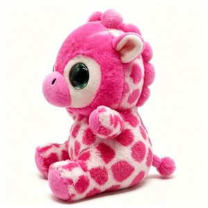 Peluche de jirafa rosa personalizado, peluche de jirafa con manchas, juguete de jirafa de ojos grandes, peluche de safari, muñeca de animal rosa para niñas - Product Image 3