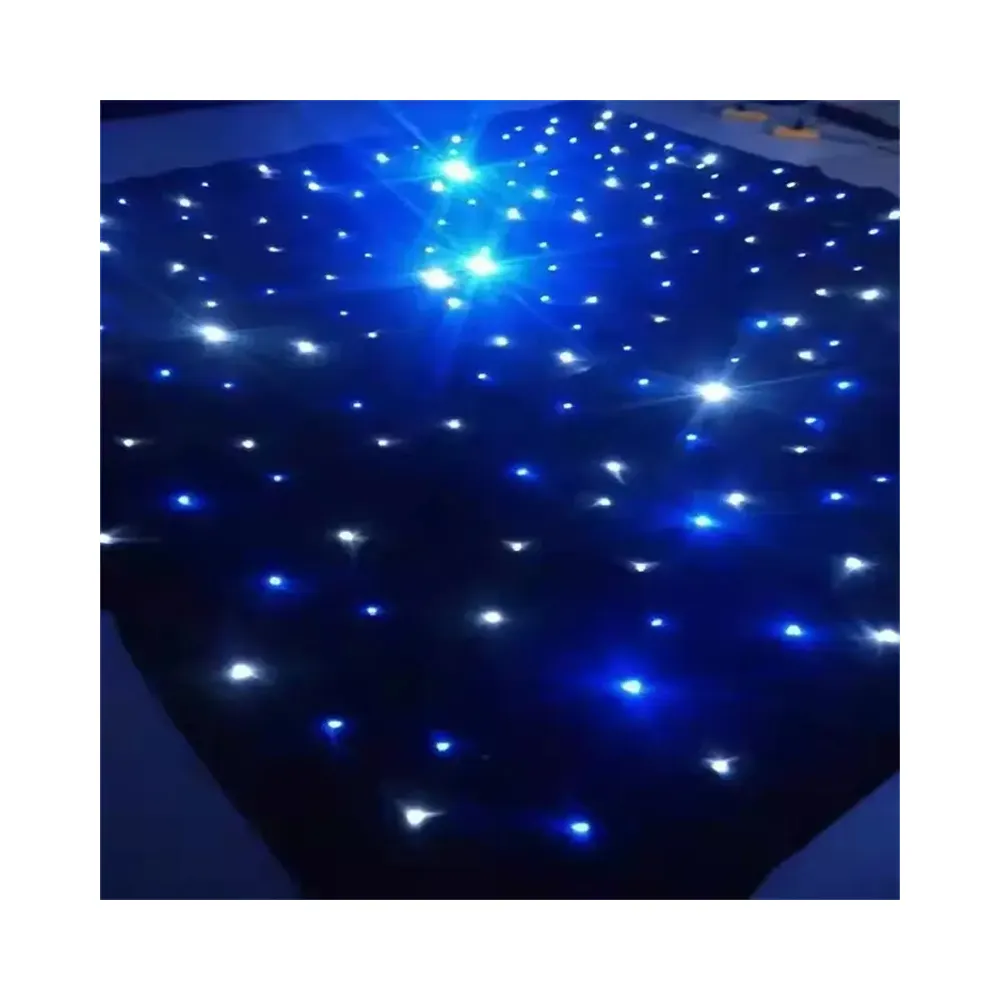 Düğün sahne dekorasyon için yıldız perde zemin kumaş ışık Led yıldızlı perde