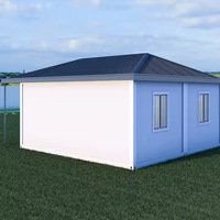Casa Contenedor Prefabricada Moderna con Techo a Dos Aguas, Casa Móvil Modular de 2 Habitaciones con Estructura de Acero, Segura y de Fácil Instalación