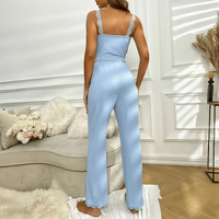 Ensemble deux pièces décontracté d'été en dentelle pour femmes, pyjama pour femmes