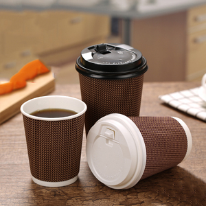 Biểu tượng tùy chỉnh gợn tường <span class=keywords><strong>cup</strong></span> 12oz gợn 3 ply dùng một lần cách điện cốc giấy - Product Image 6