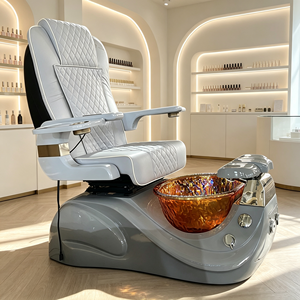 Fauteuil de pédicure massant moderne pour salon de manucure et spa, avec bain de pieds en verre coloré, fauteuil de pédicure inclinable pour institut de beauté - Product Image 6