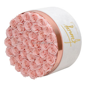 Flores de Boda, Regalos de Cumpleaños para Mujeres, Mamá, <span class=keywords><strong>Esposa</strong></span>, Color Blanco, 50 Piezas de Rosas Naturales Eternas Preservadas en Caja Redonda de Terciopelo - Product Image 6