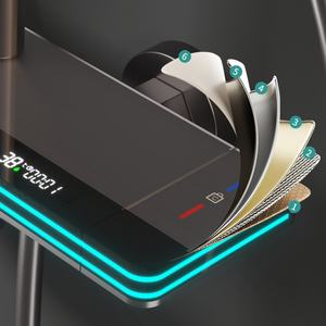 Ensemble de robinet de douche intelligent à 4 fonctions avec affichage de la température, lumière LED pour salle de bain, jet de pluie doux, motif de jet dissimulé, clé de piano en laiton - Product Image 3