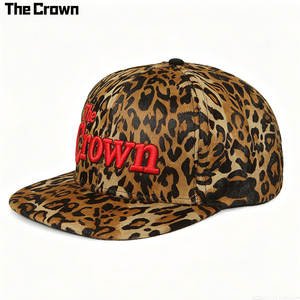 Custom Logo <b>Leopard</b> <b>Print</b> 6 Panel Flat Brim Cap Wholesale Bulk 3D Puff Embroidery <b>Hat</b> Fuzzy Velvet Structured Manufacturer - Product Image 2