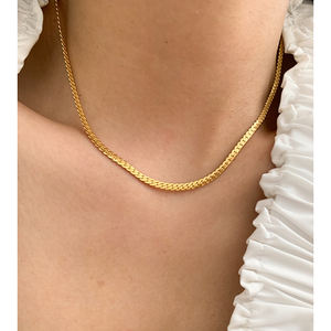 2 desain baja nirkarat botol anggur kalung datar rantai Ular berlapis kalung Choker tahan air Perancis perhiasan antik - Product Image 4