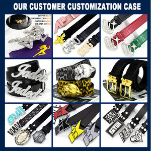 Cinturón universal de mezclilla estilo punk con remaches, personalizable con el logotipo de tu marca, hebilla metálica de acero/aleación con diseño de cruz 3D estilo western. - Product Image 3