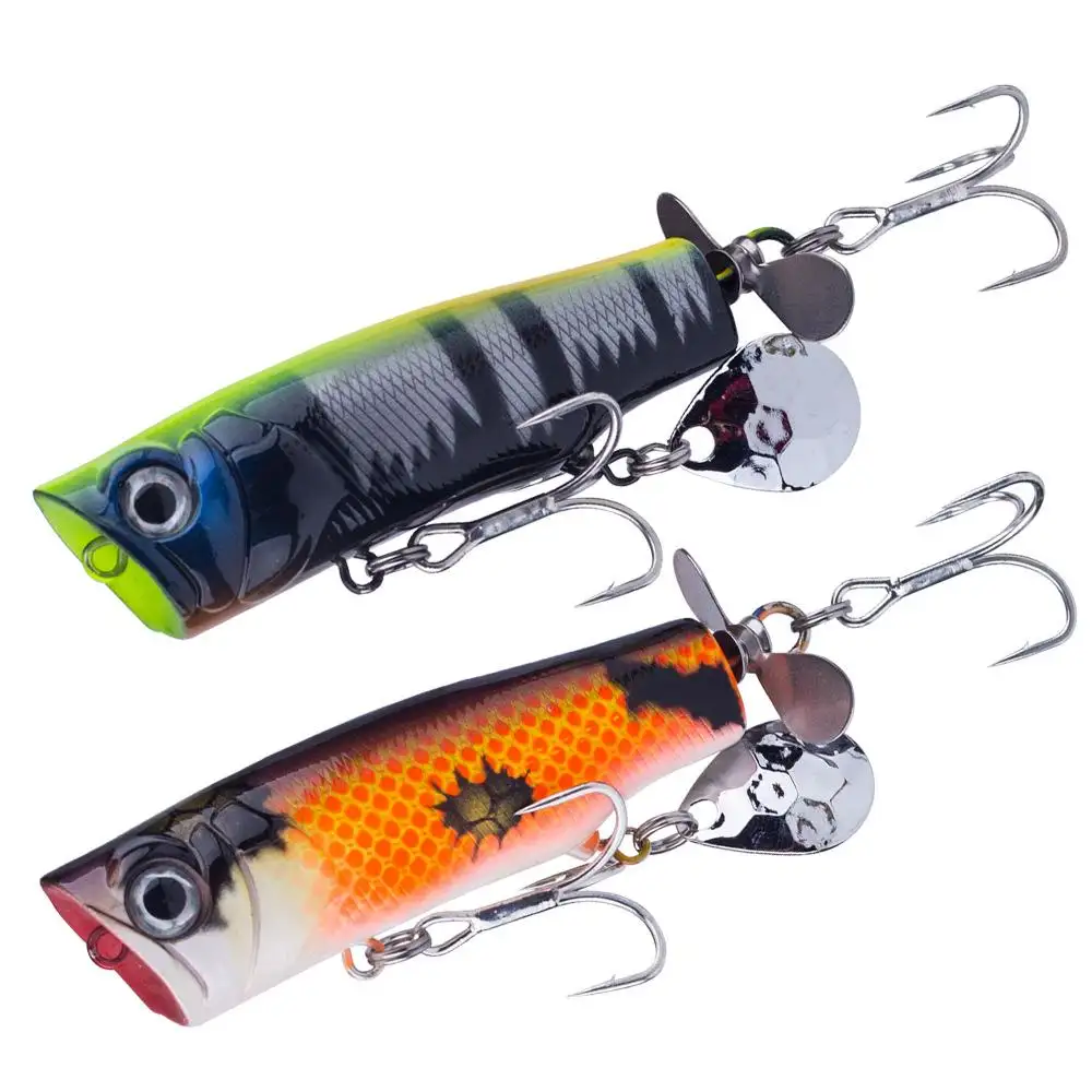 Drijvende Propeller Popper Lokken 8Cm 13.5G Lepelgolf Liggend Vissen Lokt Nep Aas Golf Klimmende Roterende Staart Popper Lokken