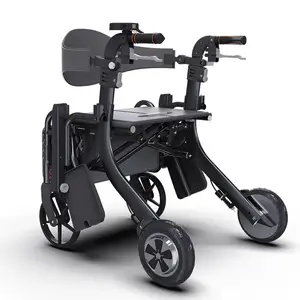 Cadeira de transferência portátil rolando andador elétrico dobrável High-end walker multifuncional para pessoas com deficiência