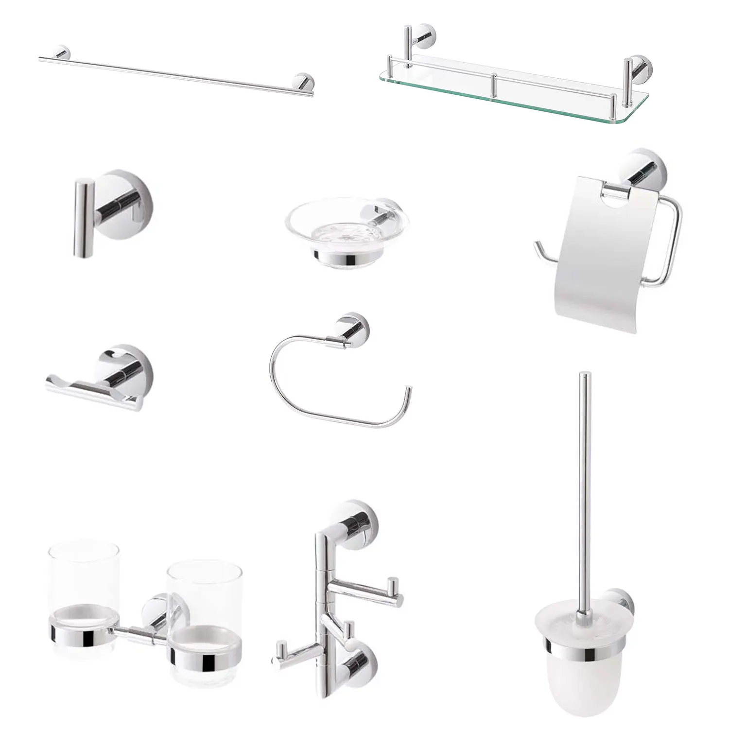 CD Series high quality wall mounted brass chrome modern luxury bathroom accessories set