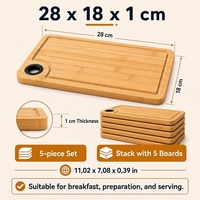 Tabla de cortar de bambú personalizada para cocina, pequeña, con ranura profunda para jugos y silicona antideslizante para colgar