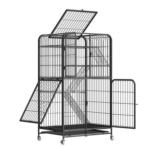 באיכות גבוהה 3-שכבות חתול כלוב פלדה kennel לשחק עם כפתור סגירה גדולה יוקרה גדולה מקורה - Product Image 1