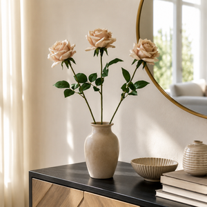 Roses artificielles en gros, <span class=keywords><strong>bouquet</strong></span> <span class=keywords><strong>de</strong></span> roses rose <span class=keywords><strong>ivoire</strong></span> pour la décoration <span class=keywords><strong>de</strong></span> la maison, <span class=keywords><strong>de</strong></span> l'hôtel et des mariages - Product Image 1