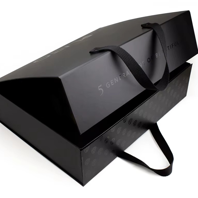 Custom Printing Logo Rigid Cardboard Magnet Packaging Boxes Luxury Black Magnetic Gift Box With Handle