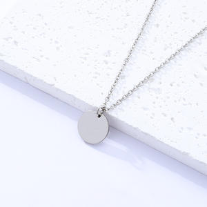 Barra grabada Disco en blanco Moneda Colgante Acero inoxidable No se deslustra Logotipo personalizado Collar - Product Image 6