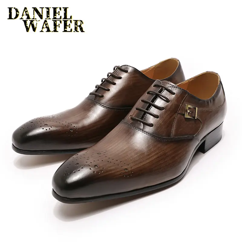 Scarpe stringate Oxford in vera pelle con motivo a bottoni scarpe eleganti da lavoro per scarpe da ufficio per feste di nozze