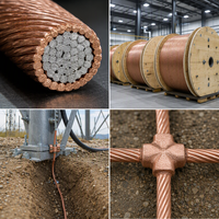 Fil torsadé CCS 37x2,25 mm, 25 % de conductivité, anti-corrosion, en acier plaqué cuivre, pour mise à la terre
