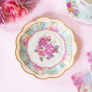 Assiettes en papier jetables rondes de 7 pouces à thème floral CMYK de qualité exceptionnelle, style moderne, très vendues pour les baby showers - Product Image 5