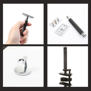 دليل الحلاقة مستقيم حافة المقاوم للصدأ شارب شفرة حلاقة مزدوجة حافة سلامة مقبض طويل فراشة مفتوحة سكين الحلاقة الحلاقة - Product Image 3