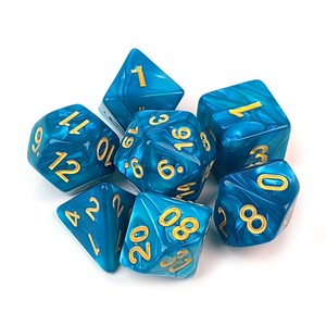 Chất Lượng Cao Cầu Vồng Hai Màu Xanh 7Pcs Vàng Đá Quý Dungeon Đa Diện Dnd Dice Set - Product Image 5