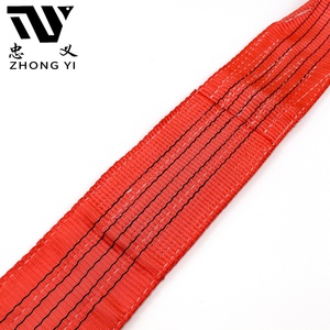 Sangle de levage en PE <span class=keywords><strong>5t</strong></span> résistante à l'usure, rouge, à œillets plats, certifiée CE pour les applications de levage sur les chantiers de construction et en entrepôt - Product Image 3