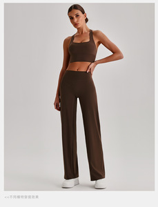 Conjunto Deportivo de <span class=keywords><strong>2</strong></span> Piezas para Gimnasio, Running, Yoga, Sujetador Deportivo Suave y Elástico, Leggings de Cintura Alta con Corte Recto y Acampanado, OEM - Product Image 2