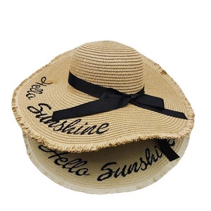 Ensemble chapeau de paille et sac de plage pour femmes avec logo personnalisé, idéal pour les vacances d'été à la plage, avec un grand chapeau de soleil à large bord - Product Image 2